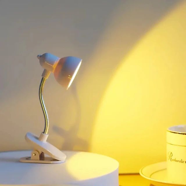 Mini LED Clamp Lamp | USB-Powered Desk Light | Adjustable Flexible Neck | Strong Clamp Base ( Random Color)