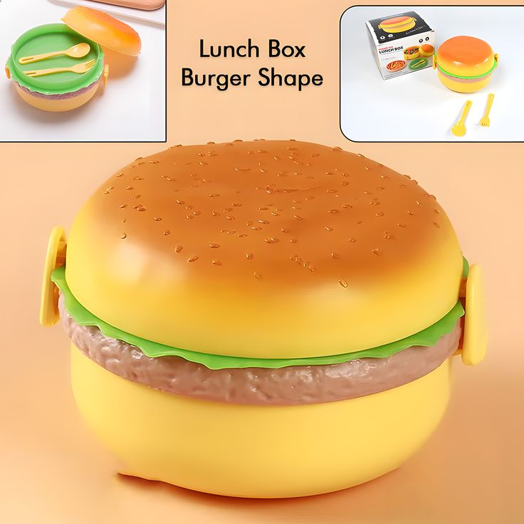 Cute Burger Shape Lunch Box Perfect For School Kids Office Worker 3 layer Container Box
