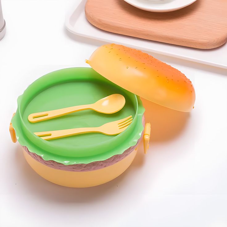 Cute Burger Shape Lunch Box Perfect For School Kids Office Worker 3 layer Container Box