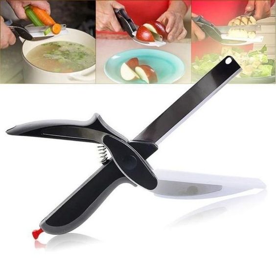 2 In 1|Clever Cutter Kitchen Scissors|Quick Vegetable Cutter|Chopper