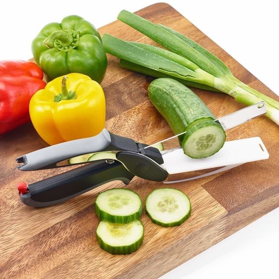 2 In 1|Clever Cutter Kitchen Scissors|Quick Vegetable Cutter|Chopper